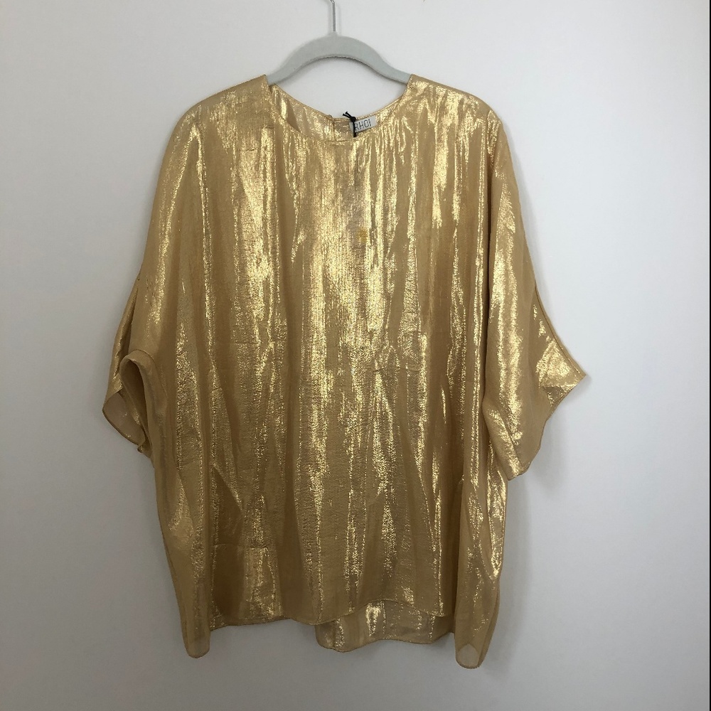 RHOI gold shimmer loose fit blouse